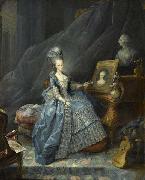 unknow artist, Marie Therese of Savoy, Countess of Artois pointing to a portrait of her mother and overlooked by abust of her husband